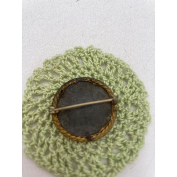 Victorian Photo Pin Antique Displayed on Crocheted Miniature Doily - Picture 2 of 5